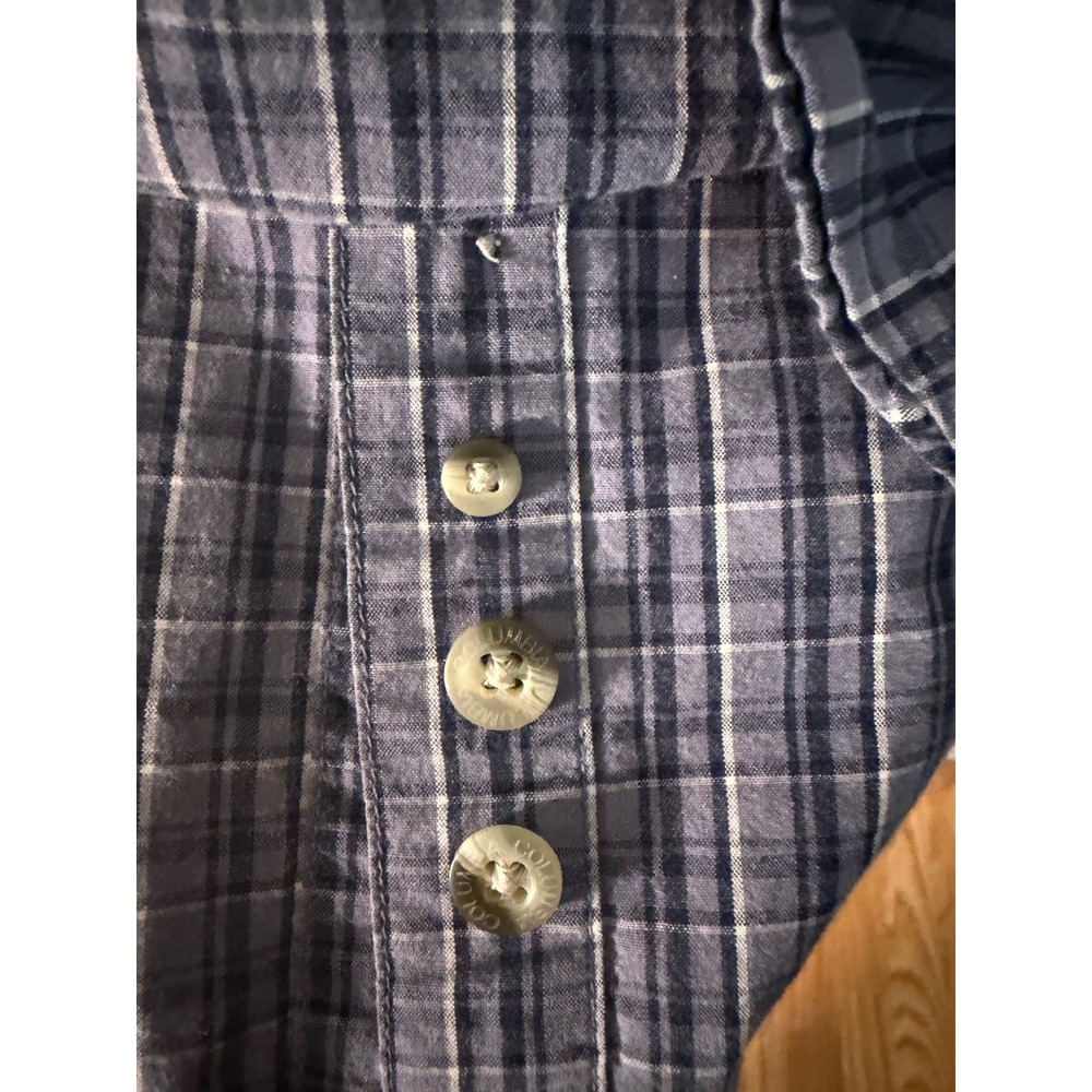 Columbia Mens Plaid Long Sleeve Button Down Shirt Blue Grey Medium Outdoor Work - Picture 10 of 11